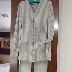 Lightweight Ribbed Taupe Cardigan NWOT